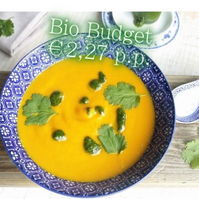 Sandra’s biobudget wortelsoep met koriander pesto