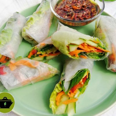 Bio vegan groentenloempia’s van rijstpapier