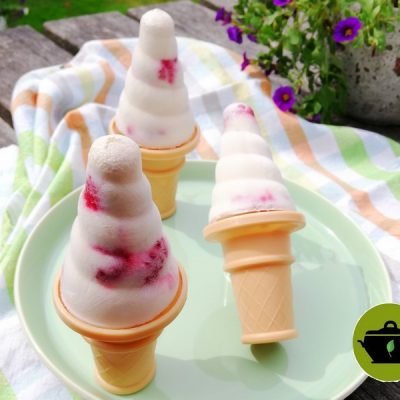 Biobudget yoghurt-framboos-rozenwater-ijsje