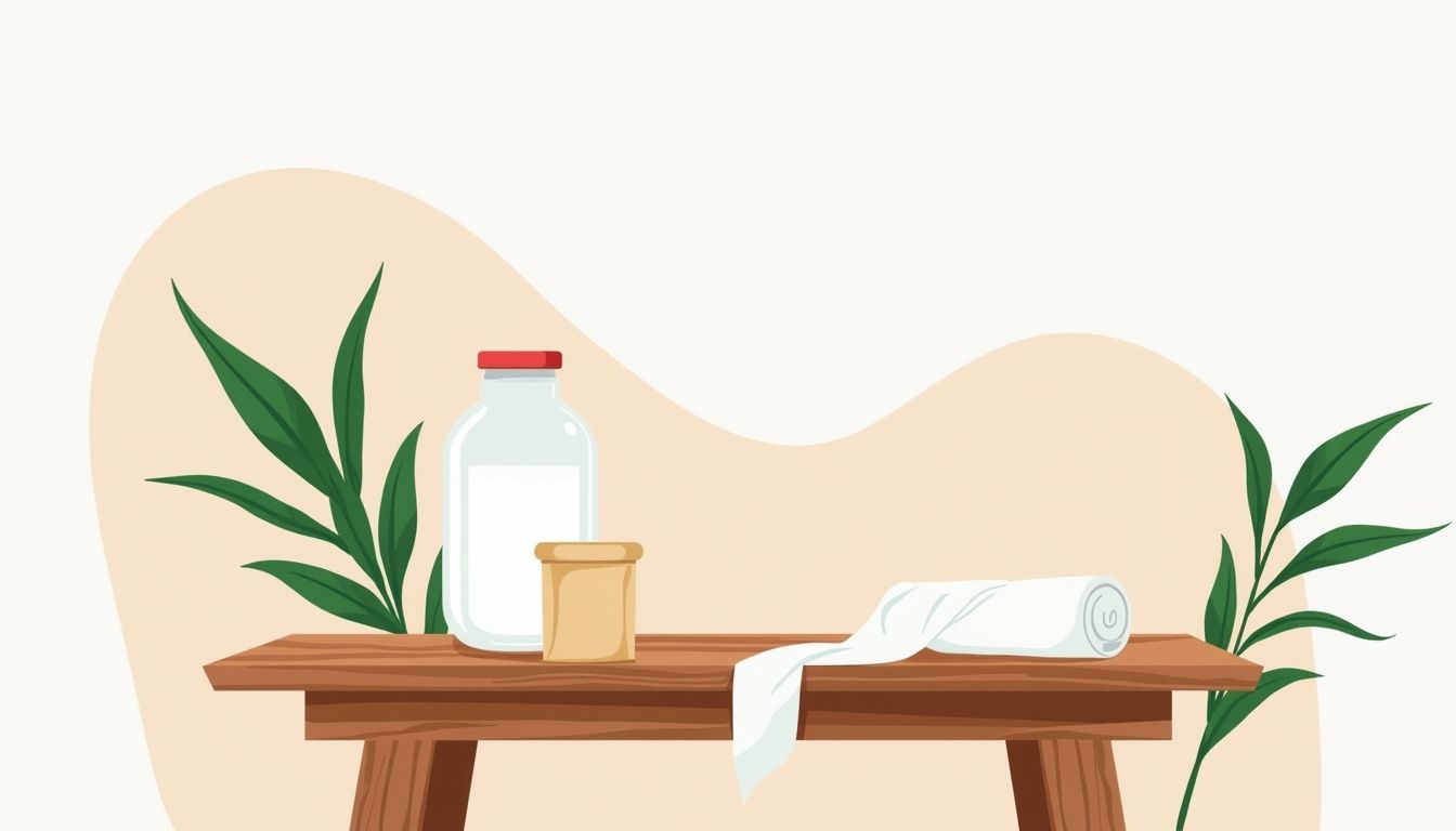 Minimalistische vectorillustratie van een rustieke tafel met glazen pot. Minimalistische vectorillustratie van een rustieke tafel met glazen pot.