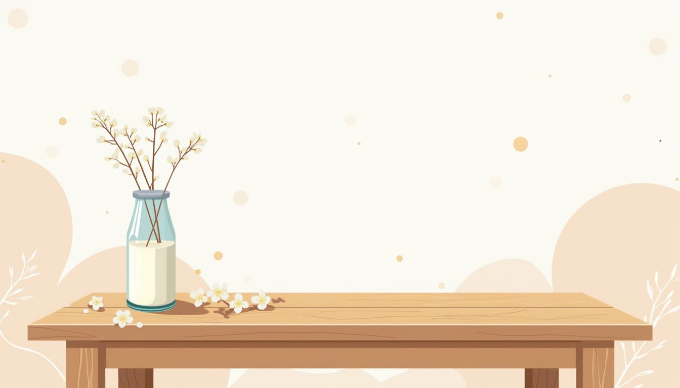 Minimalistische illustratie van een rustieke keukentafel met bloemen. Minimalistische illustratie van een rustieke keukentafel met bloemen.