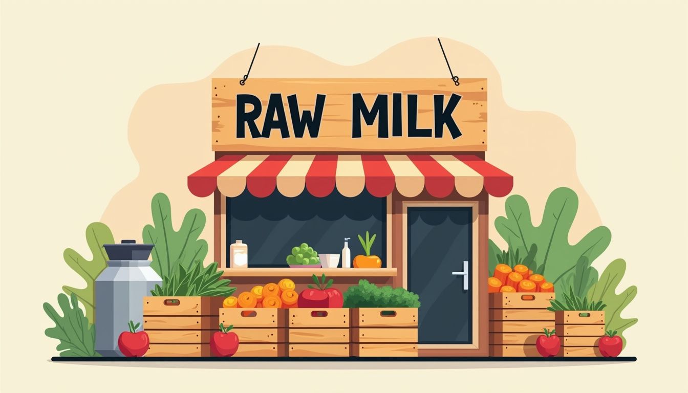 Illustratie van een rustieke boerderijwinkel met vers fruit en groenten. Illustratie van een rustieke boerderijwinkel met vers fruit en groenten.