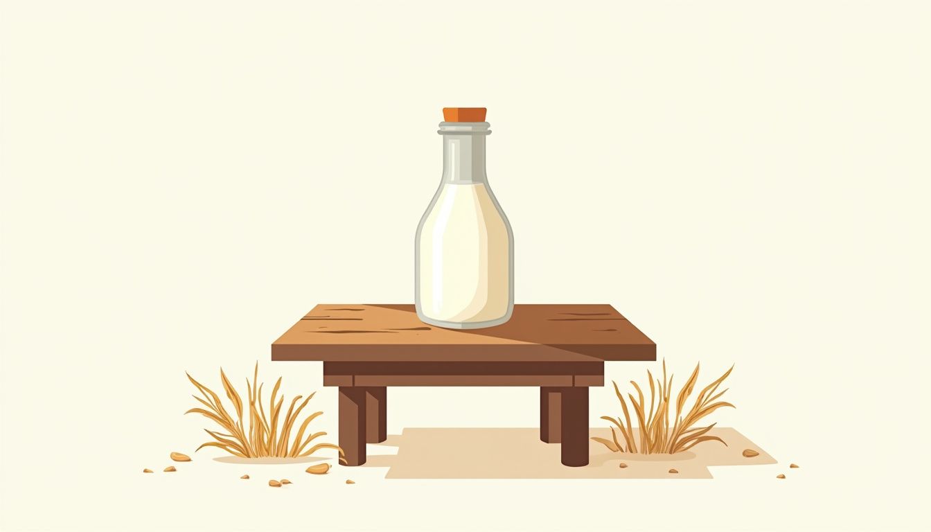 Minimalistische illustratie van een rustieke keuken met een houten tafel. Minimalistische illustratie van een rustieke keuken met een houten tafel.