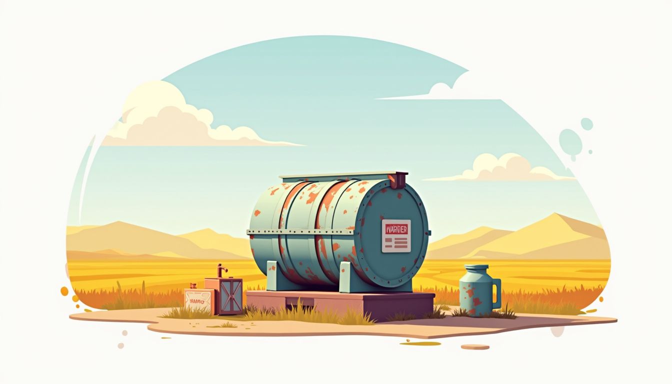 Minimalistische vectorillustratie van een oude melk tank met iconen. Minimalistische vectorillustratie van een oude melk tank met iconen.